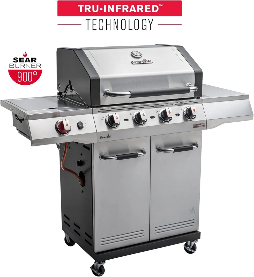 Char-Broil Grill gazowy Advantage PRO S 4 - Grill gazowy z 4 palnikami i technologią TRU-Infrared, palnik o wysokiej wydajności 900°C, ruszty żeliwne