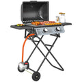 Grill gazowy ze stali nierdzewnej ABS Outsunny - 101x50x102 cm. Czarny