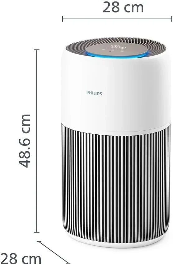 Oczyszczacz powietrza Philips Series 2200, filtr HEPA NanoProtect + aktywny filtr węglowy, CADR 400m³/h dla 104m², dla alergików, bardzo cichy, inteligentny i trwały filtr (AC2210/10)