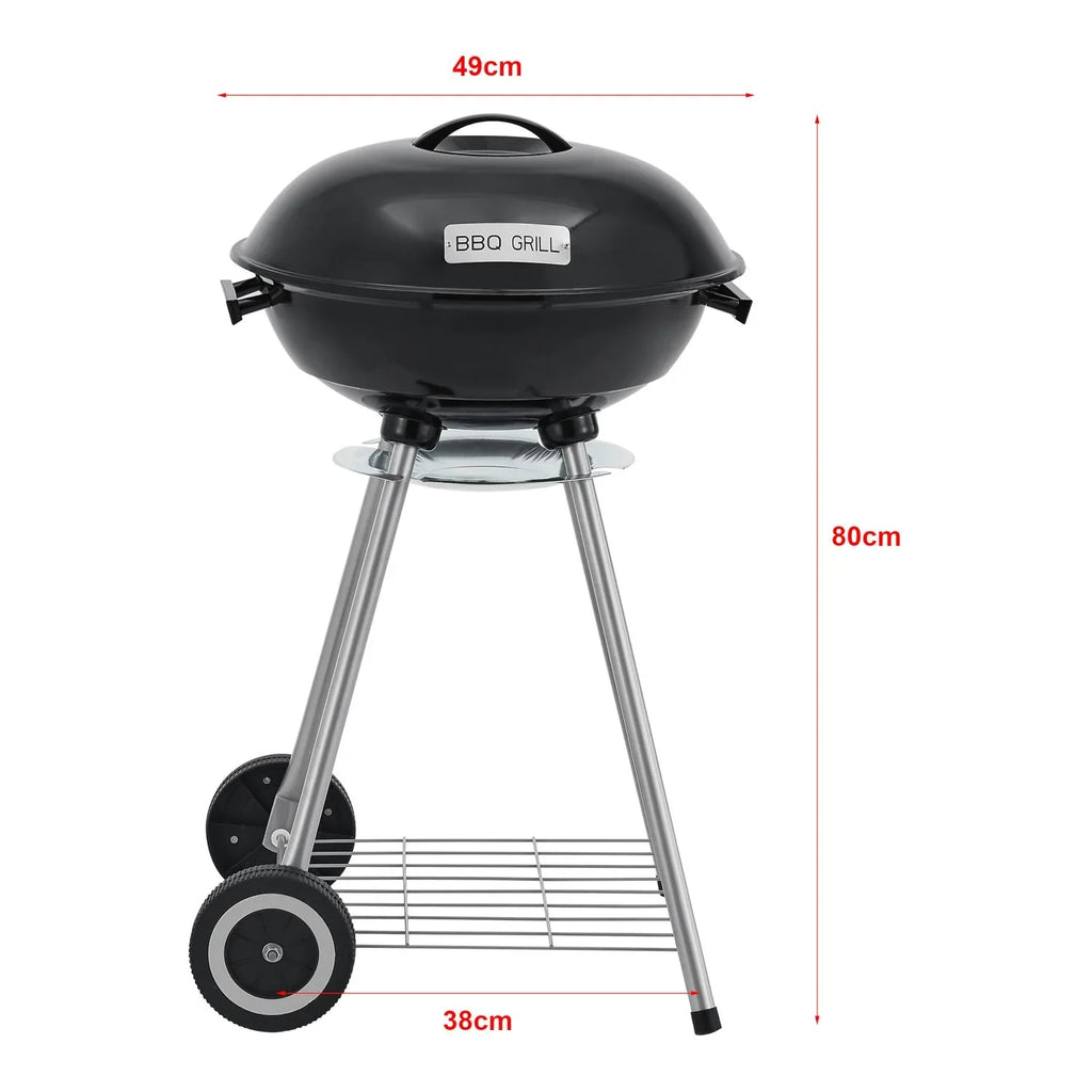 Okrągły grill węglowy Apricena z pokrywą 80x49x47cm - Czarny [casa.pro]