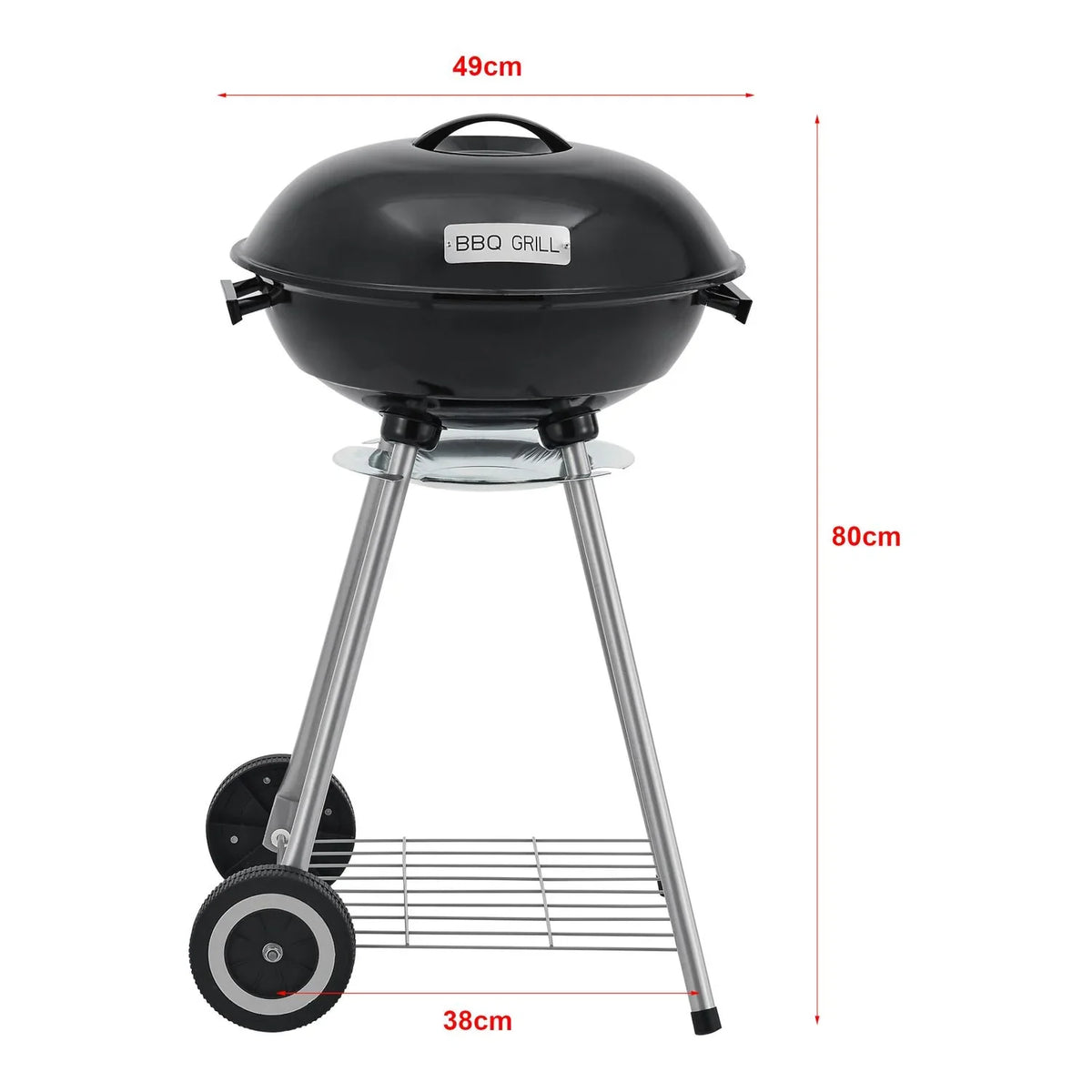 Okrągły grill węglowy Apricena z pokrywą 80x49x47cm - Czarny [casa.pro]