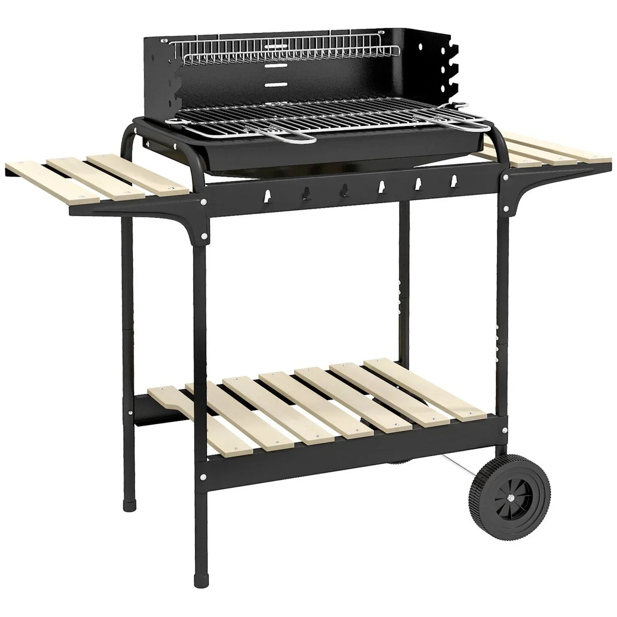 Grill Węglowy Outsunny Metal Sosna, 103x47x95 Cm, Czarny