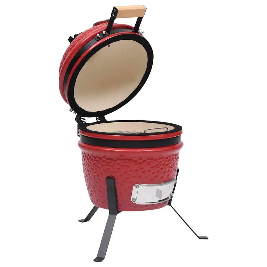 Grill wędzarnia Kamado 2w1 ceramiczna czerwona 56 cm Vidaxl