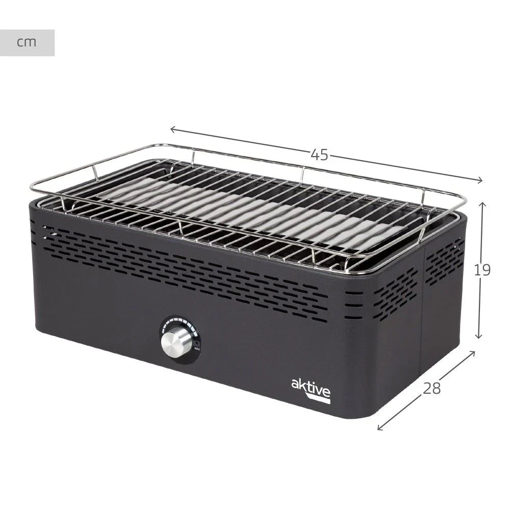 Przenośny grill węglowy Aktive, na baterie, bezdymny, wymiary 45x28x19cm, z ochroną przed kapaniem