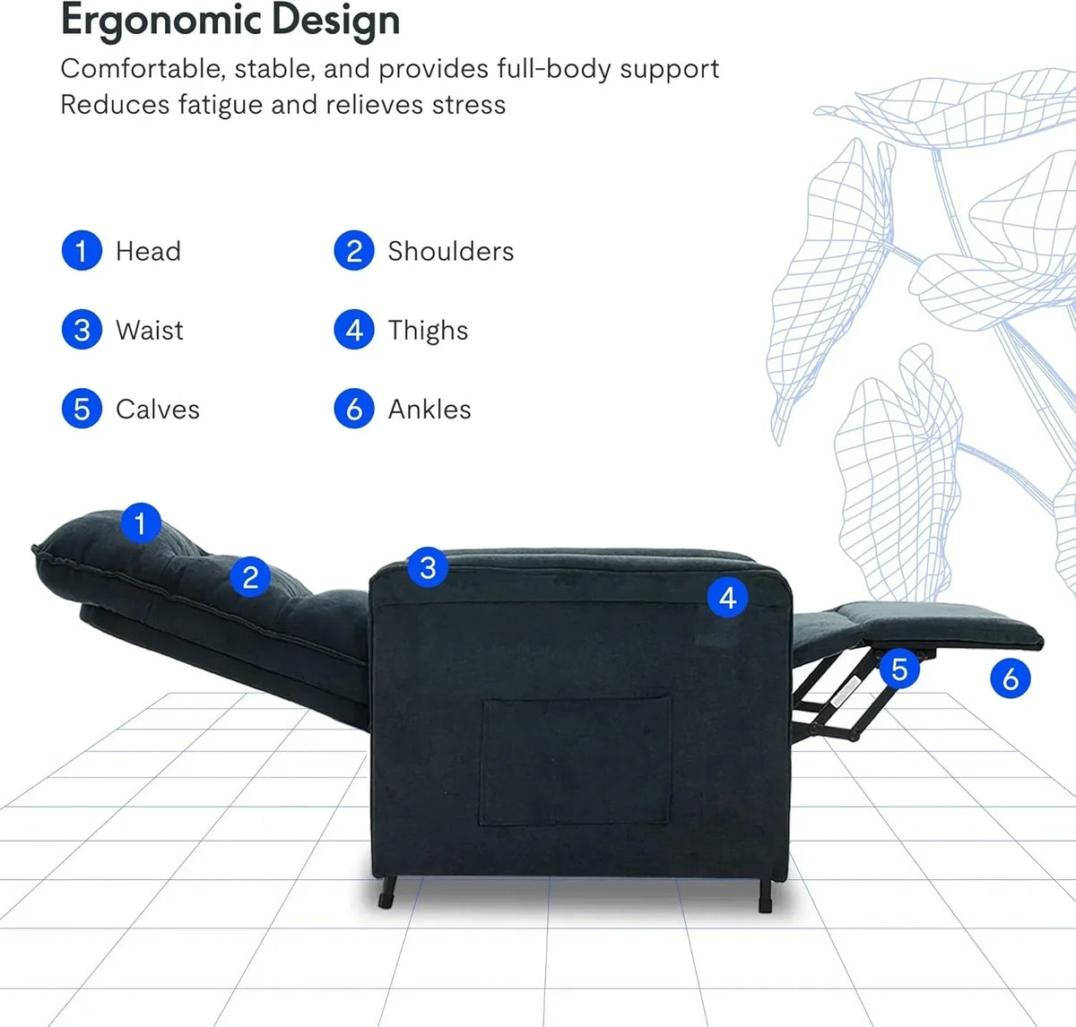 FLEXISPOT Elektryczny Fotel Relaksacyjny z Regulowanym Oparciem, Odchylany od 105° do 155°, Fotel Rozkładany, Ergonomiczna Sofa Relaksacyjna do Sypialni, Salonu i Kina Domowego (Ciemnoszary)