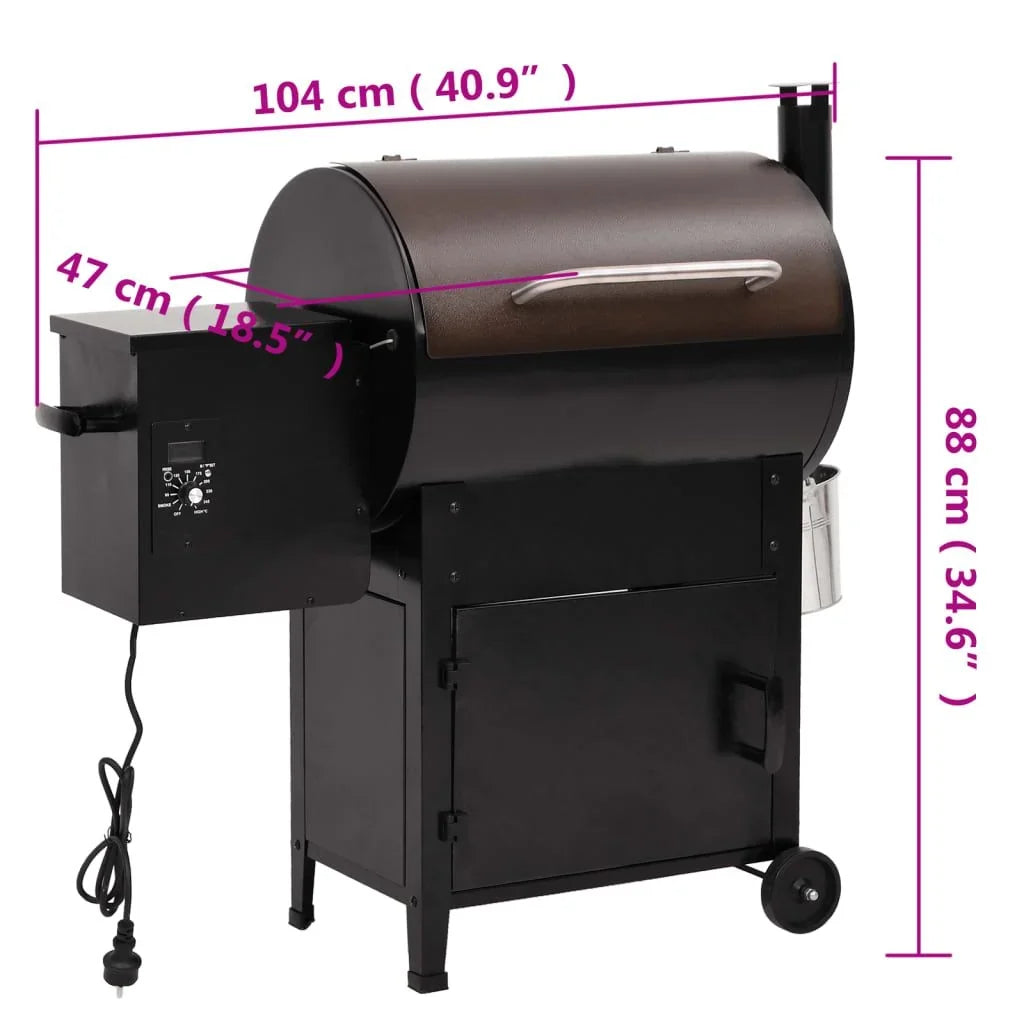 Grill Na Pellet Z Kominem Czarny Żelazny 104 cm Vidaxl