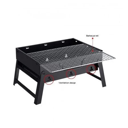 Składany Przenośny Grill Węglowy BBQ 43x29x20cm