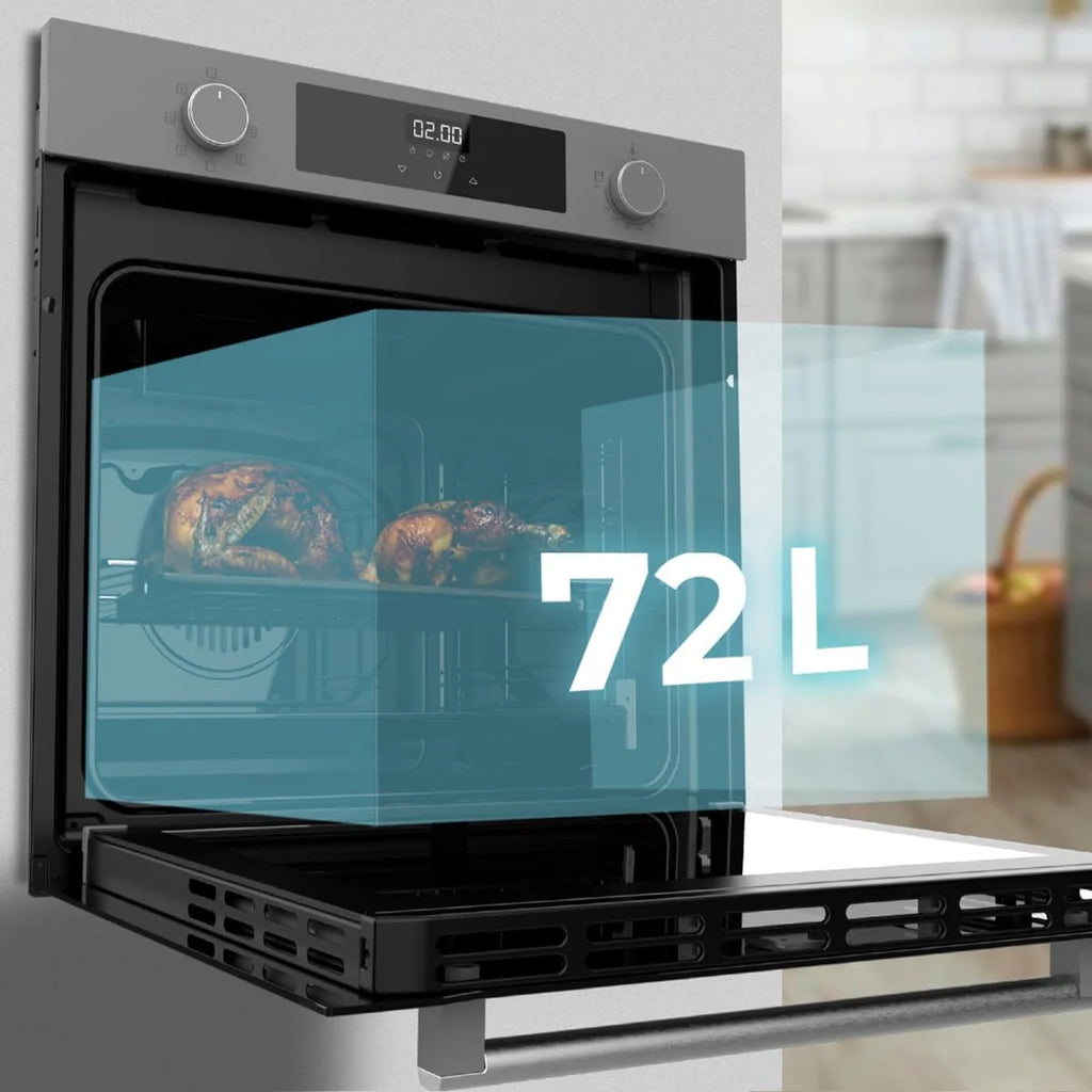 Cecotec Piekarnik wielofunkcyjny do zabudowy 60cm Bolero Hexa M226000 Glass Grey A. 2800W, 72L, 7 funkcji, tryb grill, grill z wentylatorem, tryb konwekcji, rozmrażanie, Steam Base X2, Steam EasyClean i Assist
