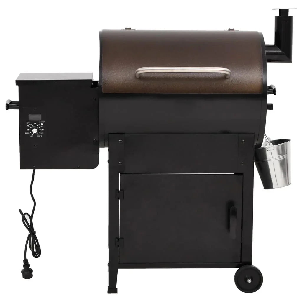 Grill Na Pellet Z Kominem Czarny Żelazny 104 cm Vidaxl