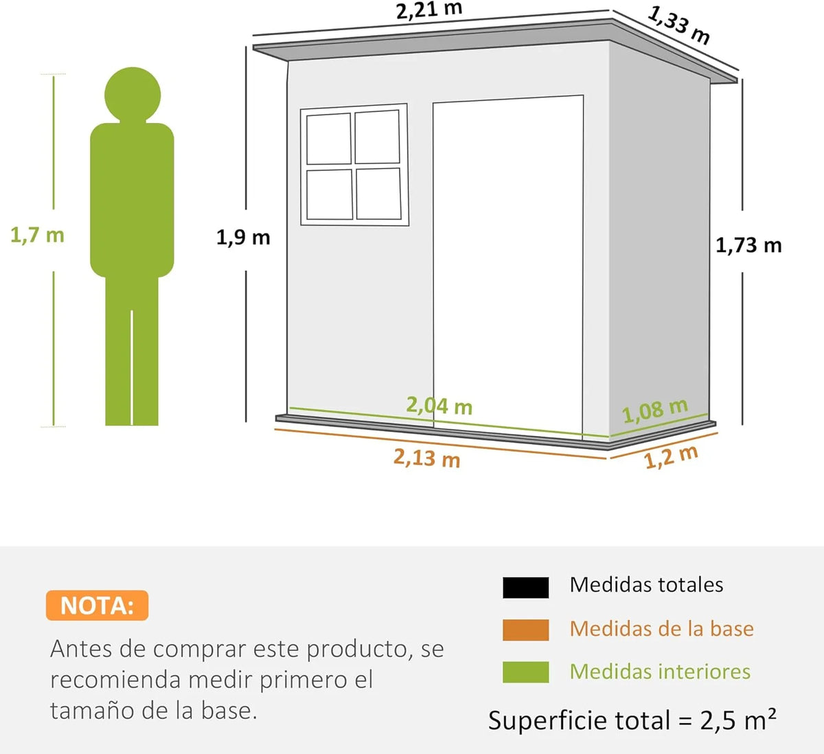 Outsunny Zewnętrzny Domek Ogrodowy, 2,55 m² 221x133x190 cm, Metalowa Szopa Ogrodowa z Oknem, Zamykanymi Drzwiami i Wentylacją, do Przechowywania Narzędzi, Ciemnoszary