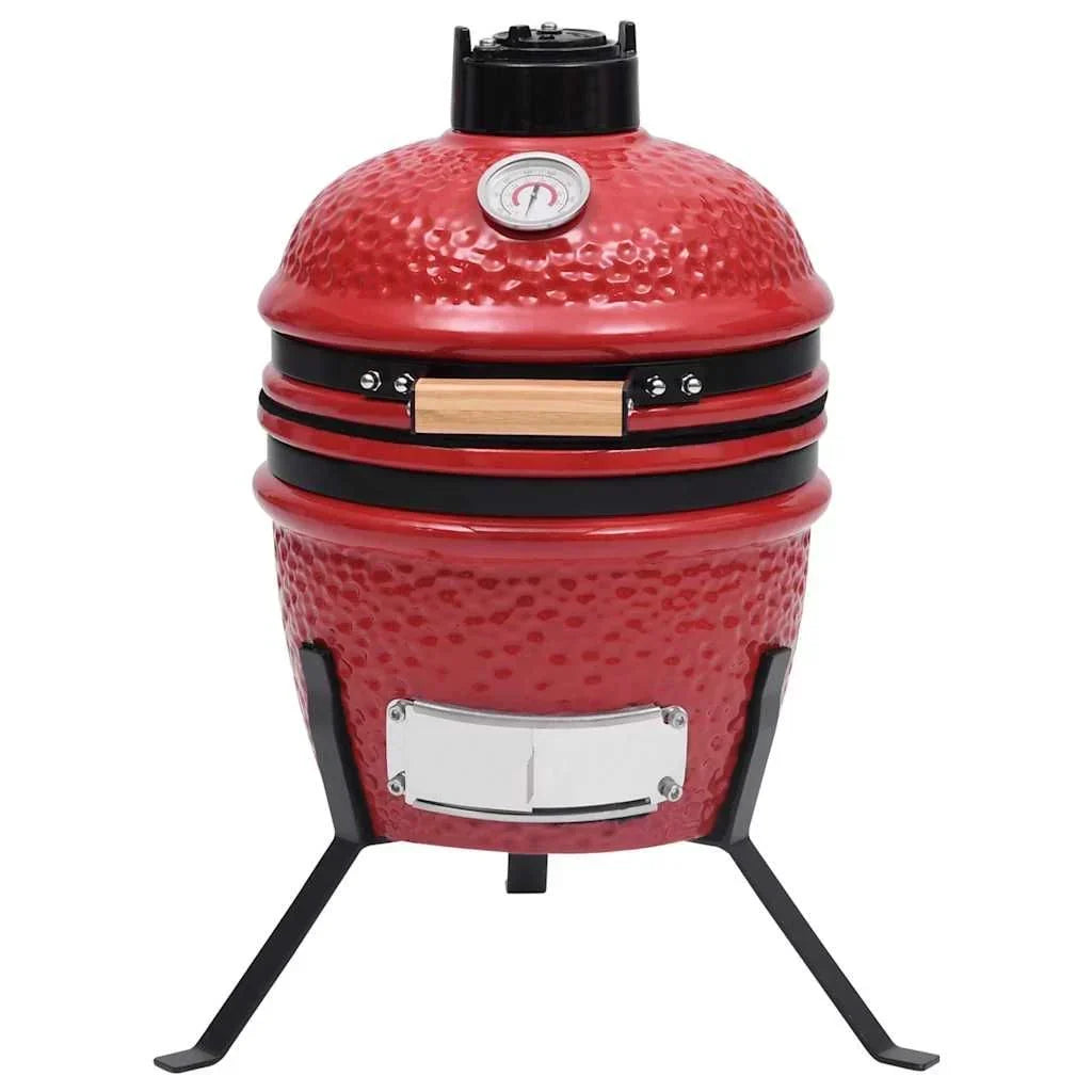 Grill wędzarnia Kamado 2w1 ceramiczna czerwona 56 cm Vidaxl