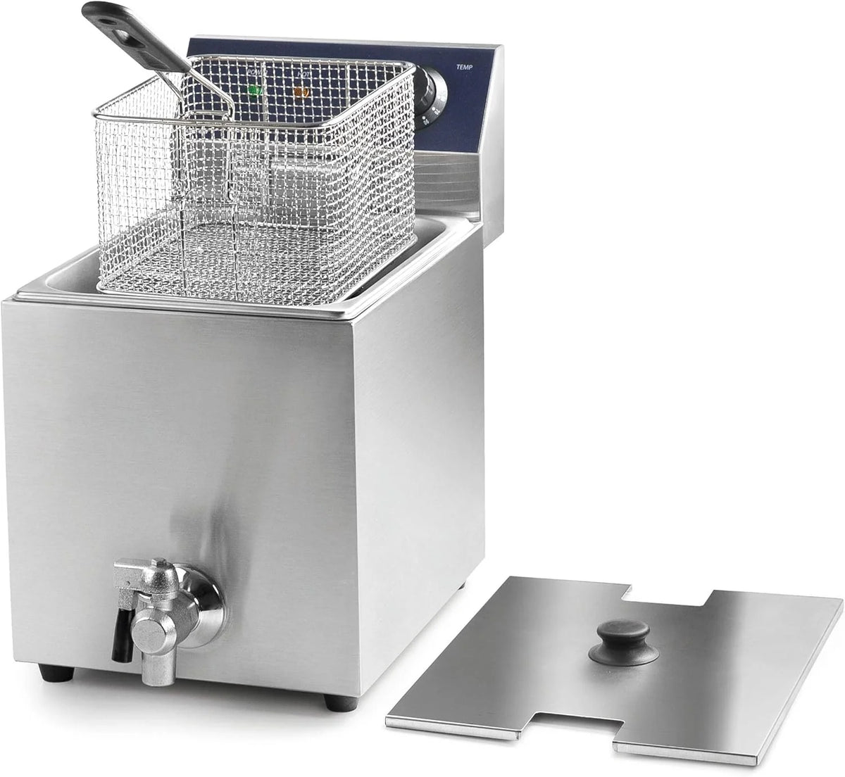 Lacor 69468 69468-Profesjonalna frytkownica elektryczna z kranem spustowym, 3250 W, 8 l, stal nierdzewna