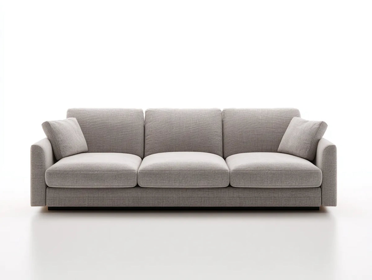 Trzyosobowa sofa do salonu 220 x 95 x 84 cm - szara - nisko osadzona, nowoczesna konstrukcja