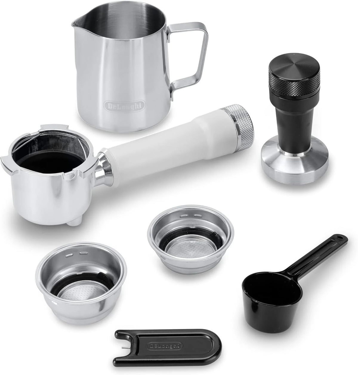 De'Longhi Dedica – Ekspres Kolbowy do Kawy Mielonej lub w Saszetkach, Espresso i Cappuccino, Zbiornik 1.3 Litra, System Anti-Drip, Model EC685.M, Kolor Metaliczny
