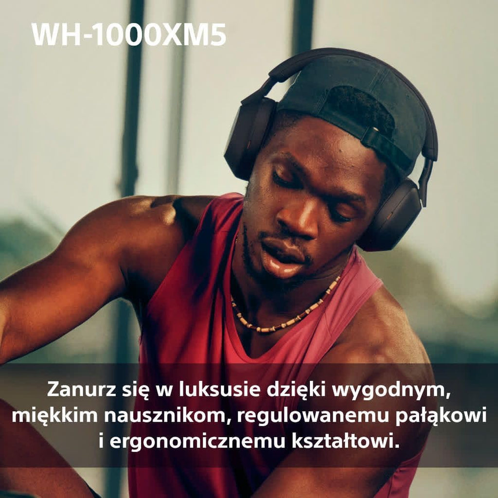 Sony WH-1000XM5 ANC Bezprzewodowe słuchawki nauszne z redukcją hałasu, Bluetooth, krystalicznie czystą jakością rozmów, Hi-Res, do 30 godzin pracy na baterii, szybkie ładowanie, Alexa i Asystent Google, iOS i Android - Czarne
