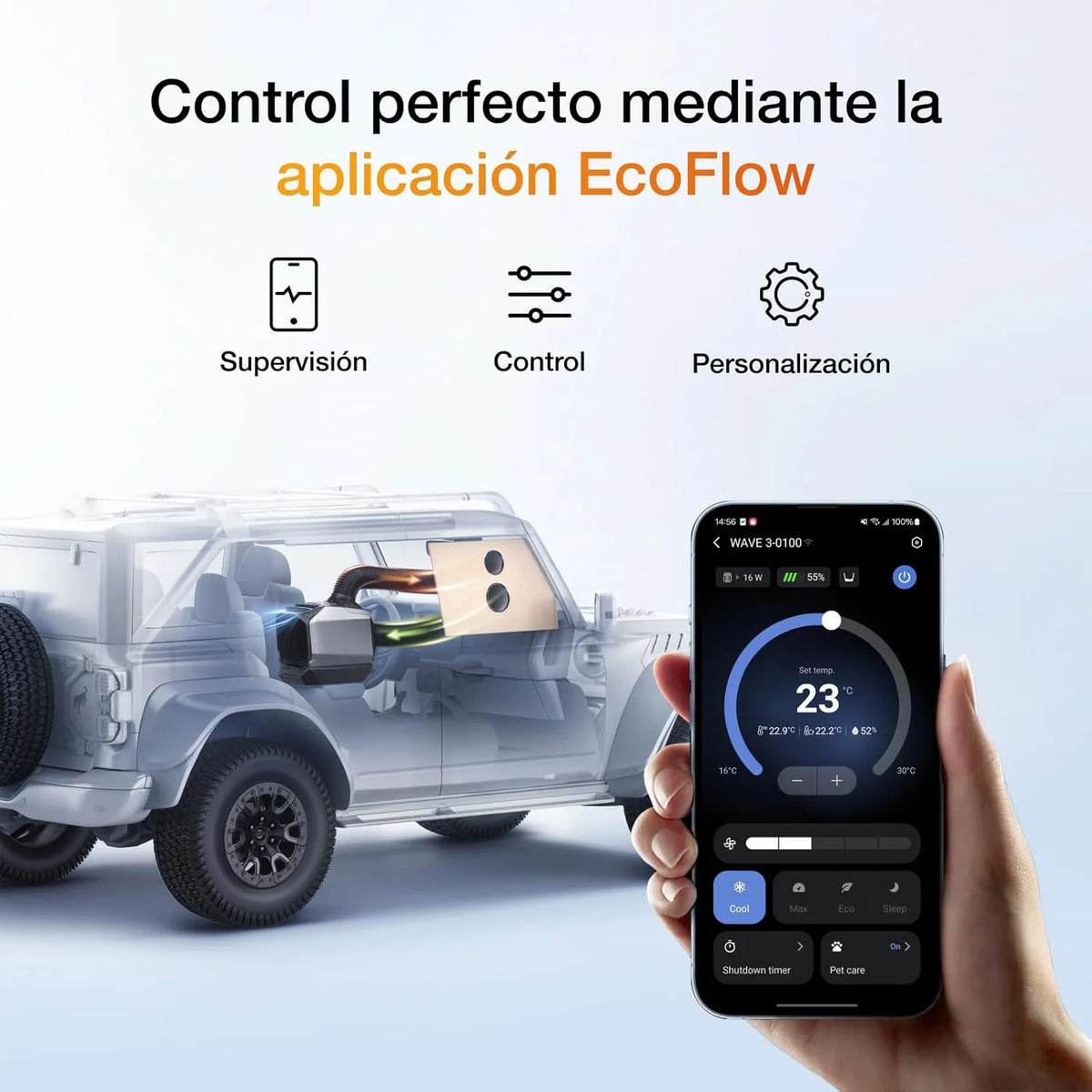 EcoFlow WAVE 2 Przenośny klimatyzator z akumulatorem 1024 Wh, chłodzenie 1800 W, ogrzewanie 2000 W, 8 h pracy, sterowanie przez aplikację, do kamperów, samochodów kempingowych, pojazdów kempingowych, kamperów