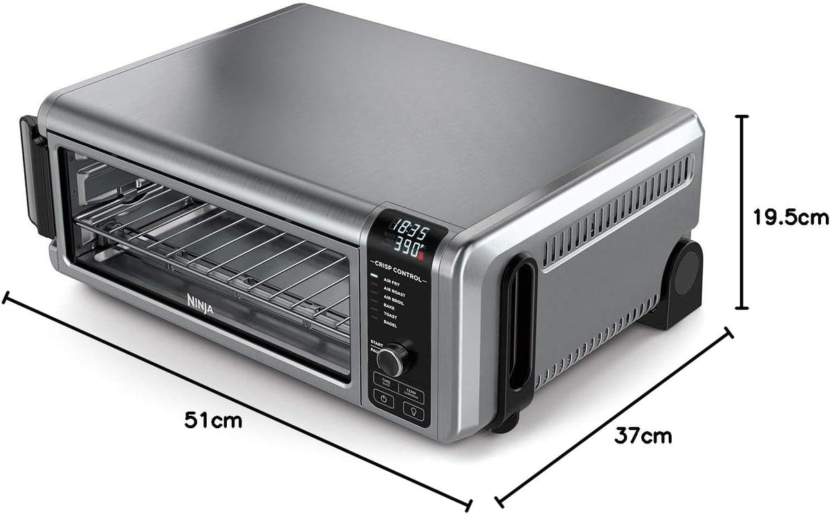 Ninja Foodi 10 w 1, piekarnik wielofunkcyjny, przenośny mini piekarnik na blat, frytkownica beztłuszczowa, pieczenie, grill, ciasta i więcej,10 funkcji gotowania, srebrno/czarny, DT200EU