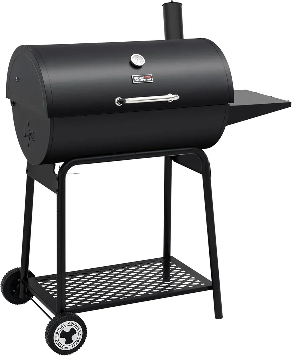 2026 Royal Gourmet CC1830 30-calowy grill węglowy ze składanym stołem bocznym, czarny grill ogrodowy z rusztem o powierzchni 627 cali kwadratowych, idealny na taras, do ogrodu i na przyjęcia