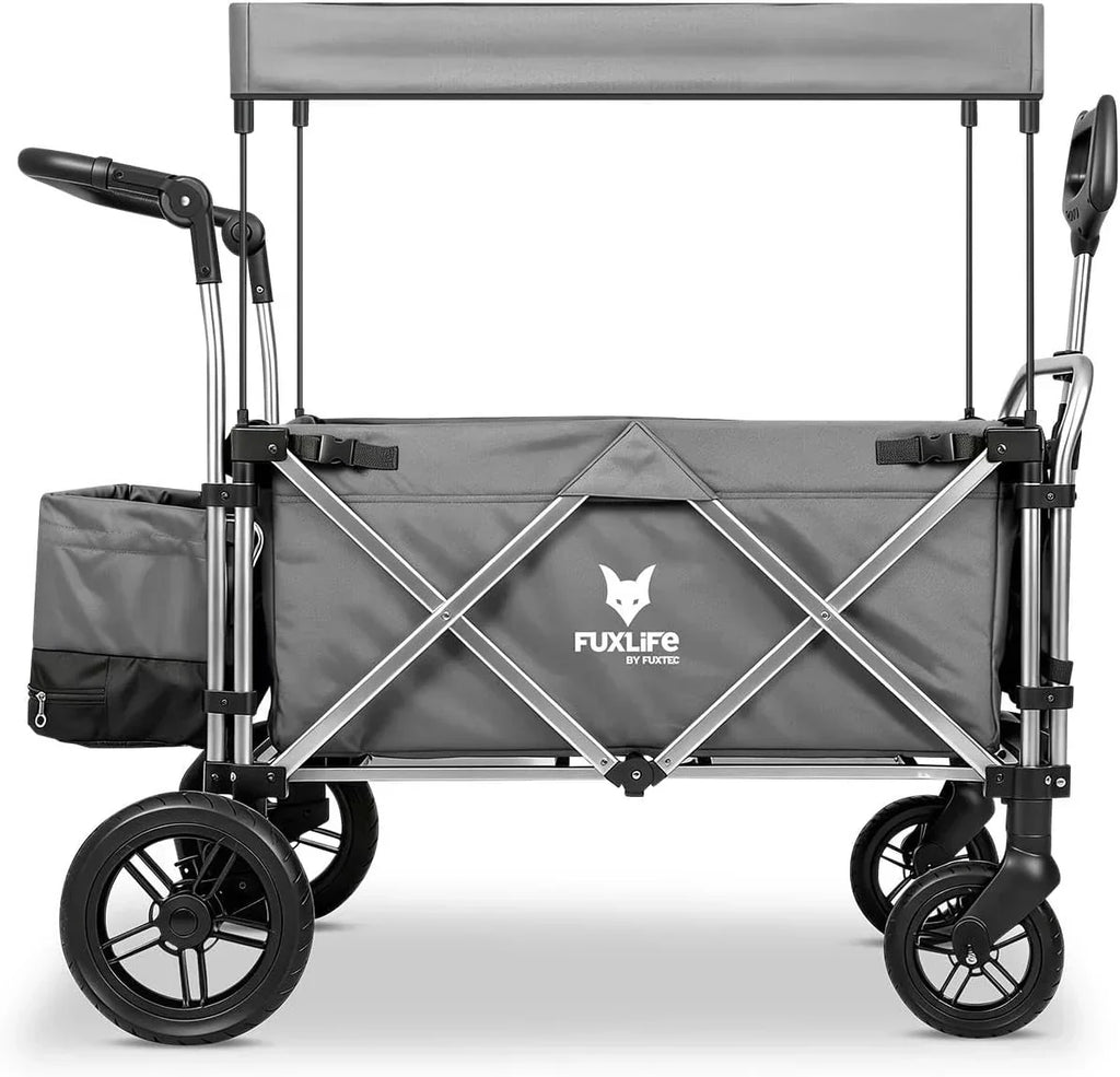 FUXTEC FX-CTL900 Premium szary, oryginalny wózek składany dla dzieci, idealny do ogrodu, na plażę lub do miasta, pchanie lub ciągnięcie, obciążenie do 75 kg.