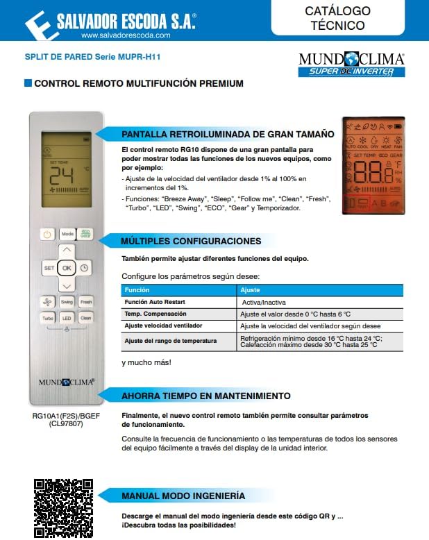 EFIMARKET - MUNDOCLIMA MUPR-12-H11 - Klimatyzator 3500W