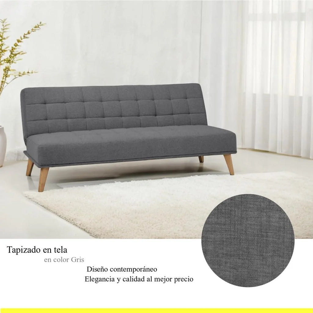 SHIITO | Model Versalles – Sofa rozkładana z systemem Clic-Clac | Gdzie Elegancja spotyka się z Komfortem | Design Capitoné w kolorze szarym | 189,5 x 88 x 89 cm