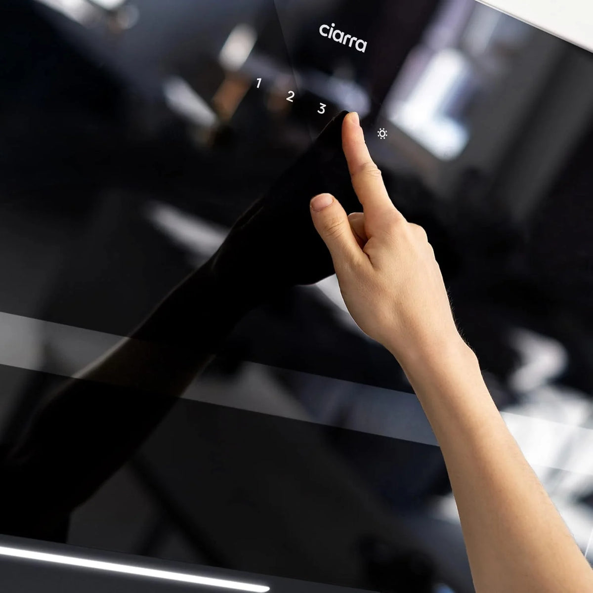 CIARRA CBCB6736H Okap Kominkowy 60cm Klasa A+++ 3 Prędkości Tryb Wyciągu i Recyrkulacji z Filtrem Węglowym CBCF003 Oświetlenie LED