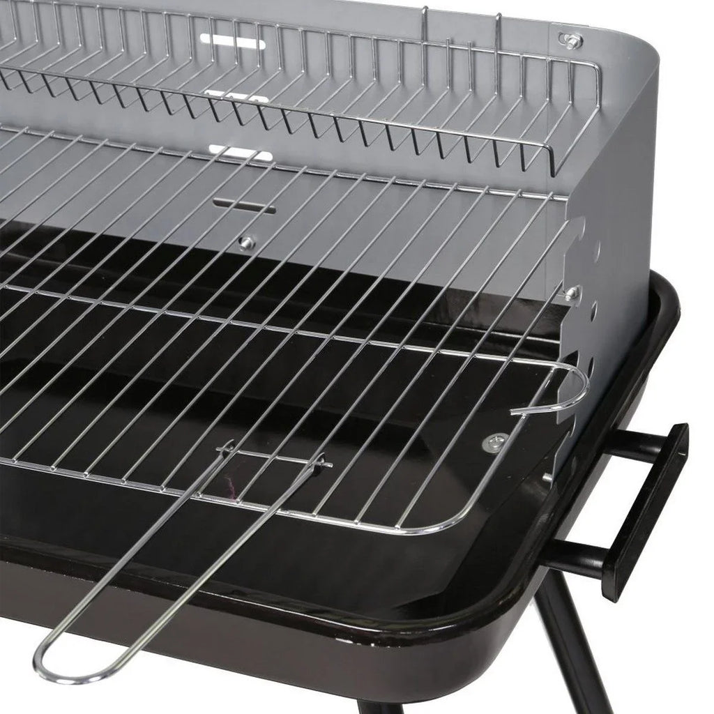 Grill węglowy Lolahome ze stalowym rusztem, 57x38x80 cm, czarny