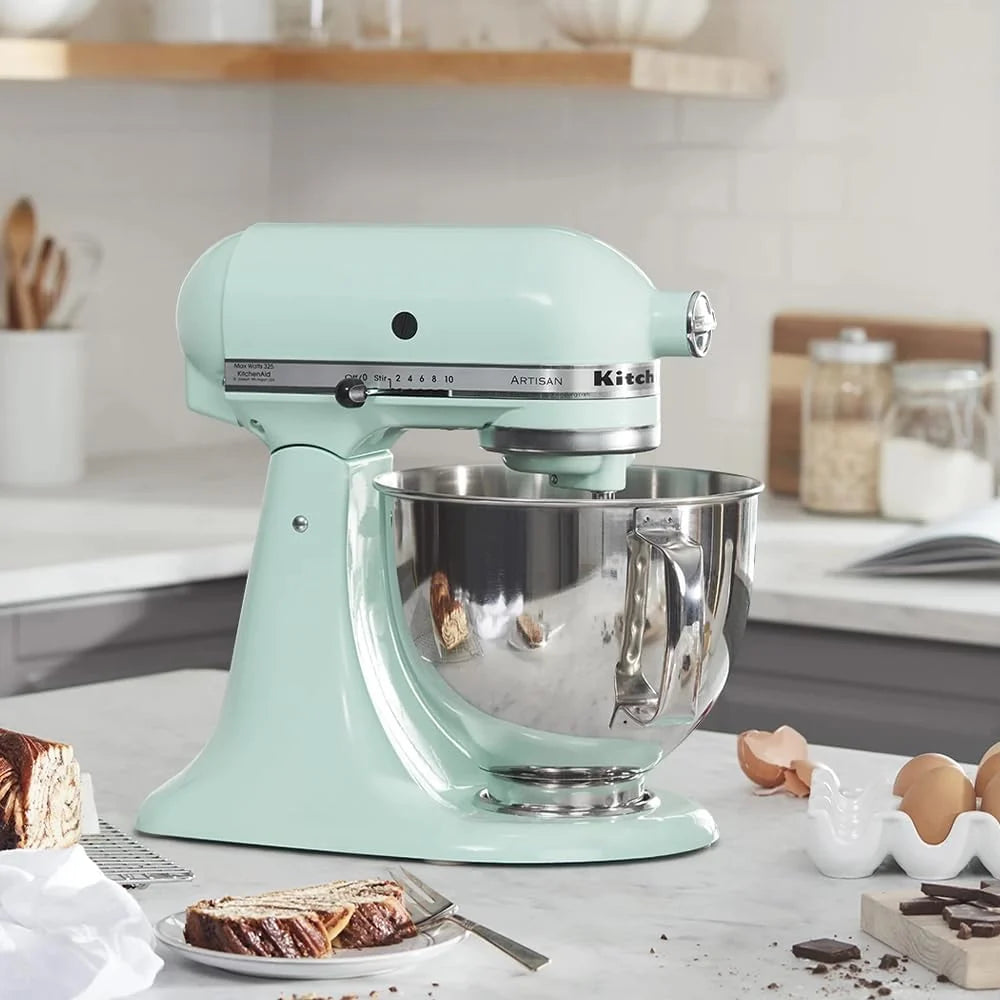 KitchenAid Mikser planetarny — Artisan — Robot kuchenny z uchylną głowicą — Mikser z 5 akcesoriami — Mikser cukierniczy z 2 misami ze stali nierdzewnej — 4,8 L i 3 L — Błękitny lód