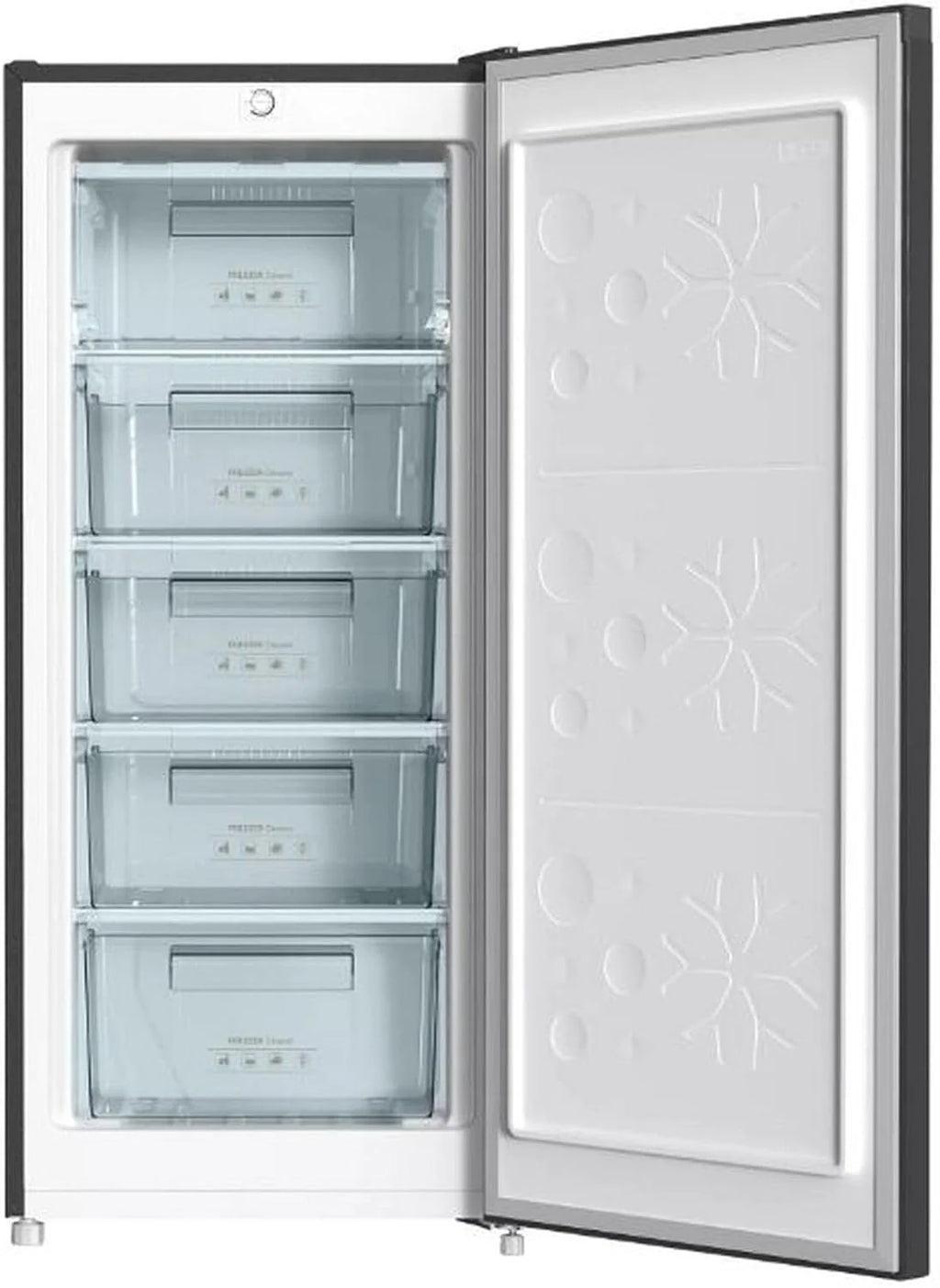 INFINITON Zamrażarka pionowa CV-140L25XEQ, 145 litrów, klasa E, funkcja szybkiego zamrażania, zamrażarka 4****, szuflada z klapką, zintegrowany uchwyt, drzwi odwracalne, Inox