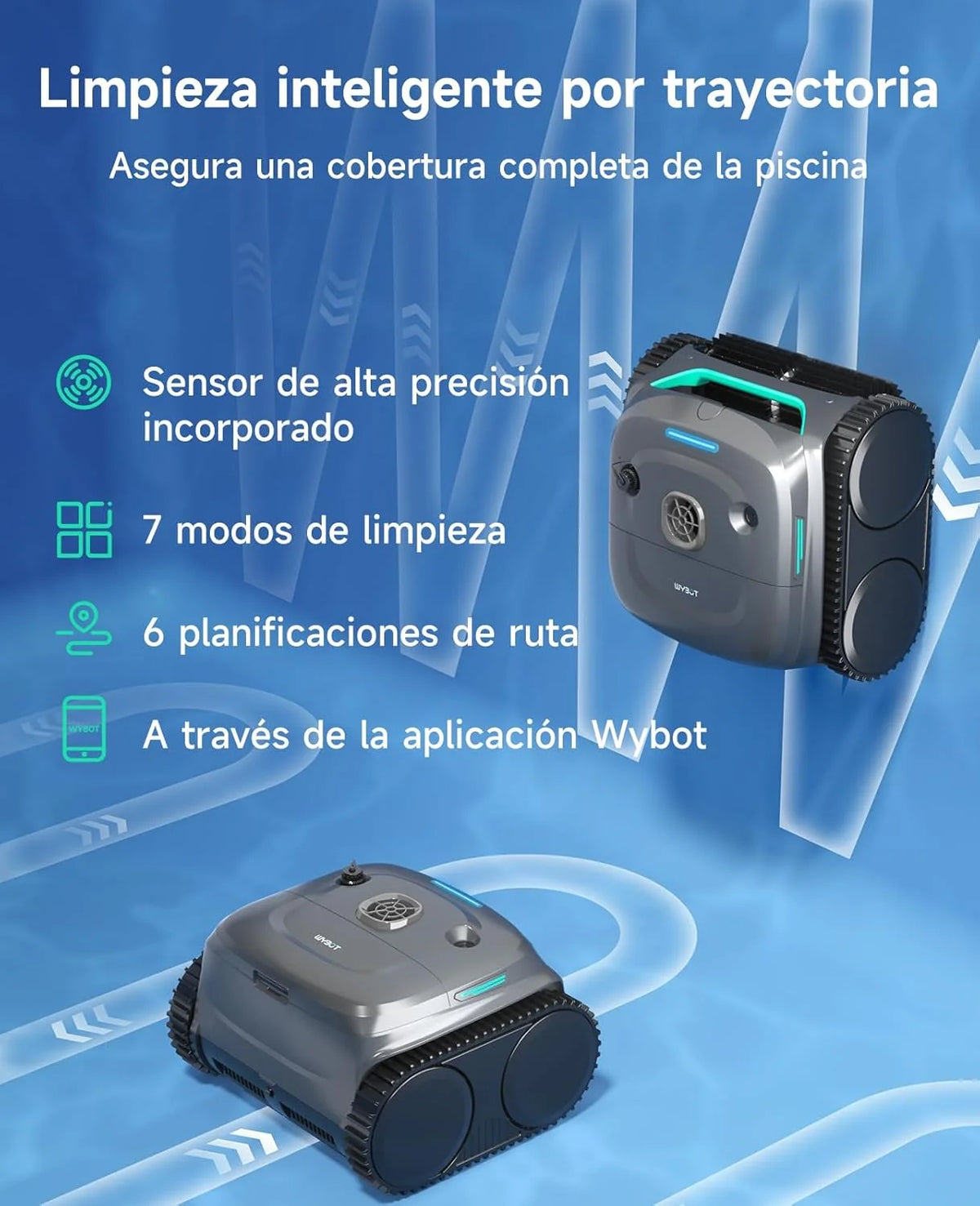 WYBOT C2 Odkurzacz Basenowy, Bezprzewodowy Robot Basenowy 150m², Podwójna Filtracja, 3 Silniki, Silne Ssanie, Czyszczenie Ścian i Linii Wody, 180 Min, Aplikacja (Szaro-Zielony)