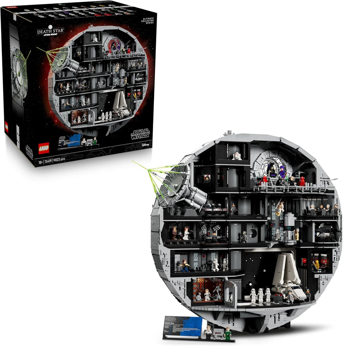 Star Wars 75419 Gwiazda Śmierci – interaktywny model UCS dla dorosłych z 36 minifigurkami, w tym Luke'a Skywalkera, Hana Solo i Dartha Vadera – kolekcjonerski prezent dla fanów i fanek