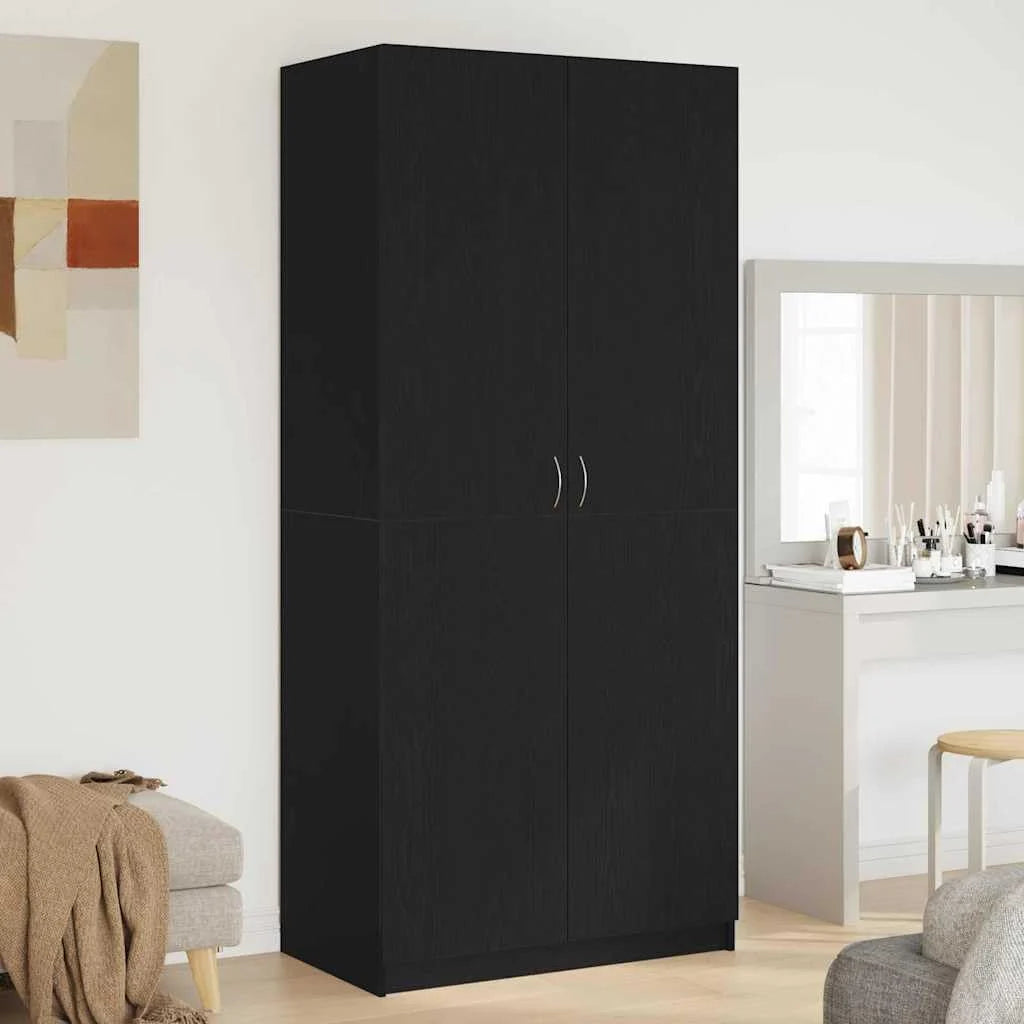 vidaXL Szafa Dąb Czarny 90x52x200 cm Sklejka, Nowoczesne Przechowywanie do Salonu, Szafa Prostokątna, Efektywny Organizer, Eleganckie i Oszczędzające Miejsce Rozwiązanie