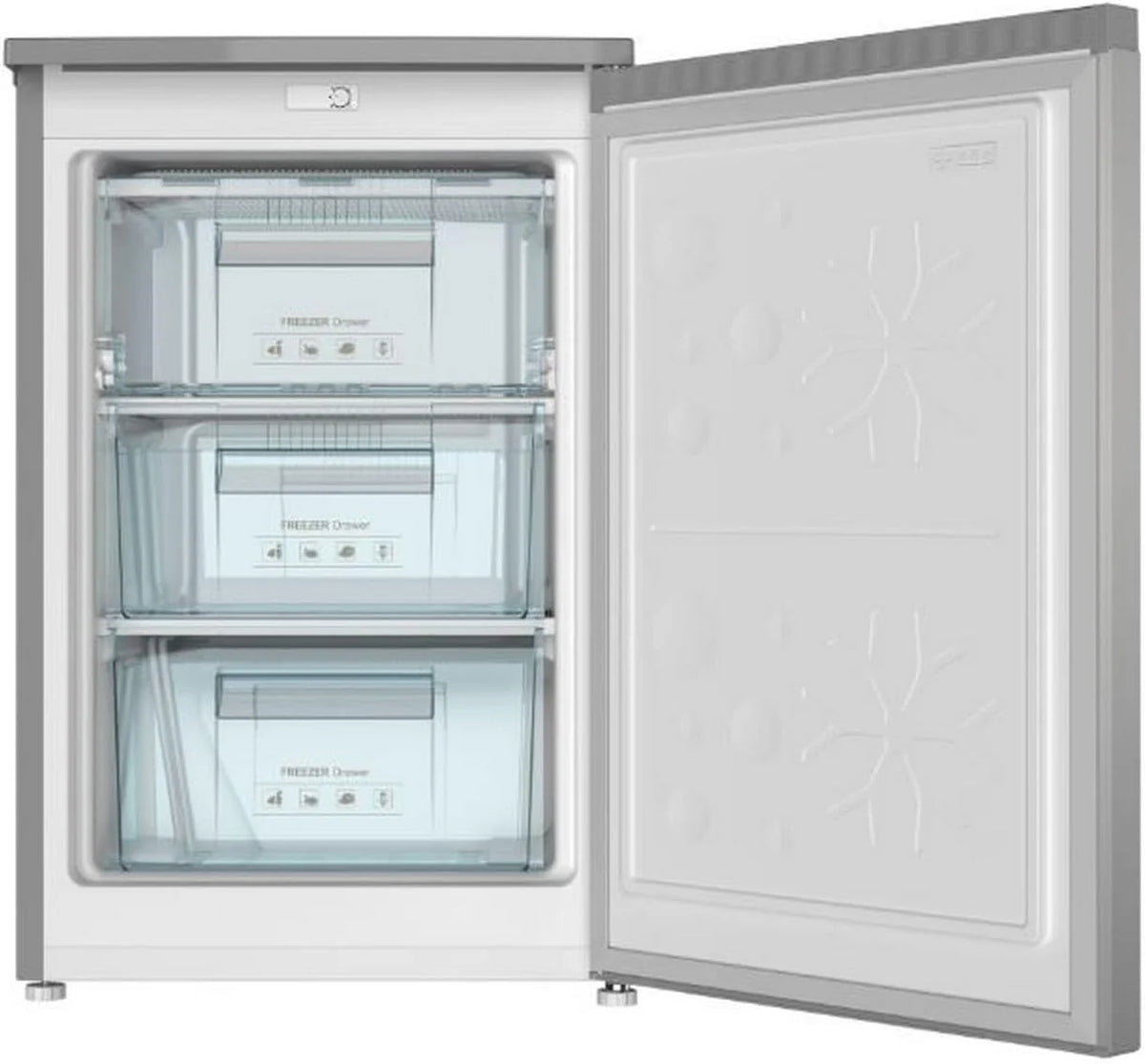 INFINITON CV-A85I - Zamrażarka pionowa, 80 litrów, 85 cm, 3 szuflady, regulacja temperatury, odwracalne drzwi, regulacja wysokości, klasa energetyczna E, Inox