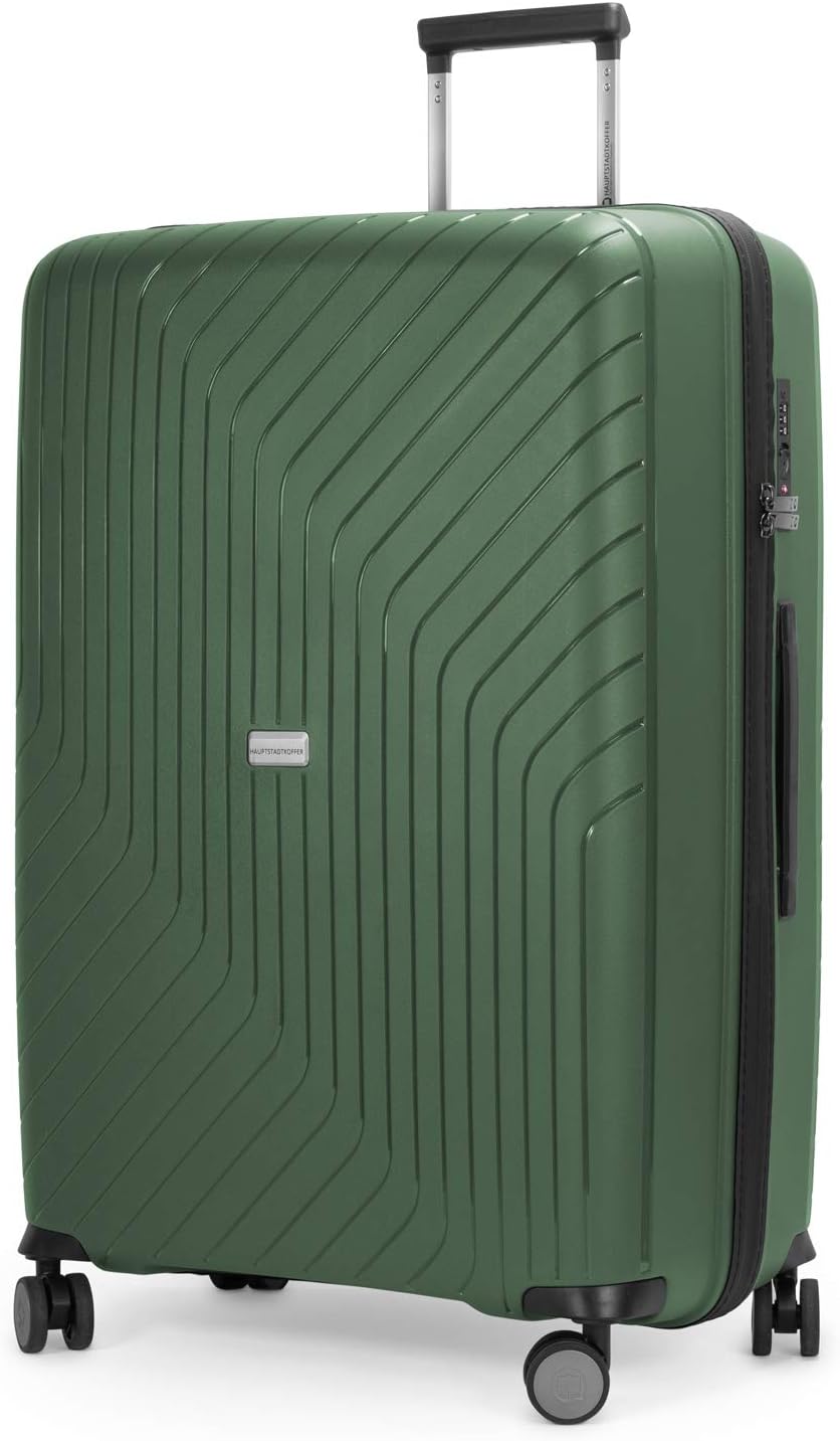 HAUPTSTADTKOFFER TXL - zestaw 3 walizek, TSA, zestaw na kółkach, 4 kółka, walizka twarda, walizka na kółkach, EXTRA LIGHT, walizka podróżna, (S + przegroda na laptopa, M i L), Ciemnozielony