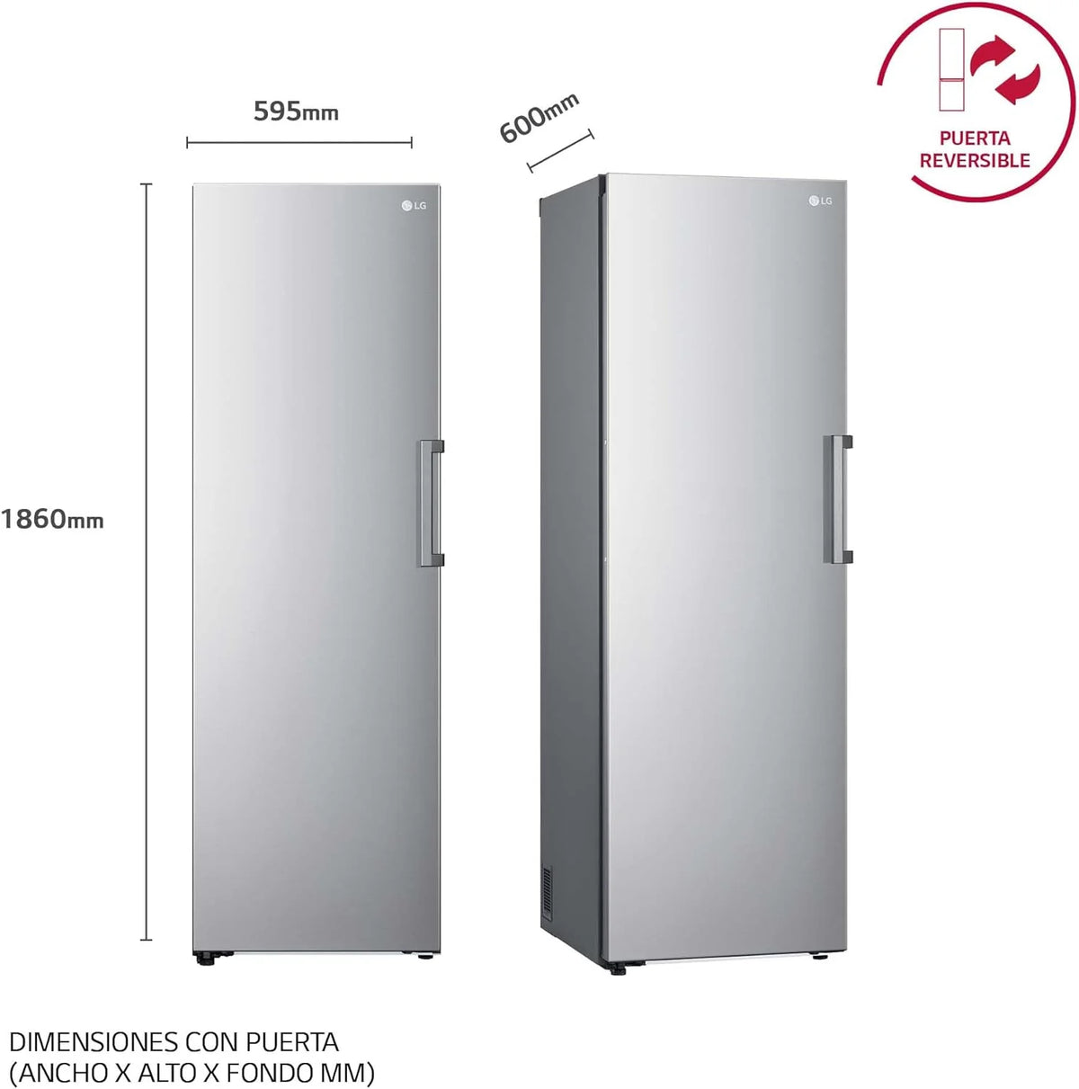 GFT41PZGSZ - Chłodziarka No Frost, 1 drzwi, kompresor Smart Inverter, 355 l, 186 cm, zamrażarka pionowa z funkcją szybkiego zamrażania, kolor inox