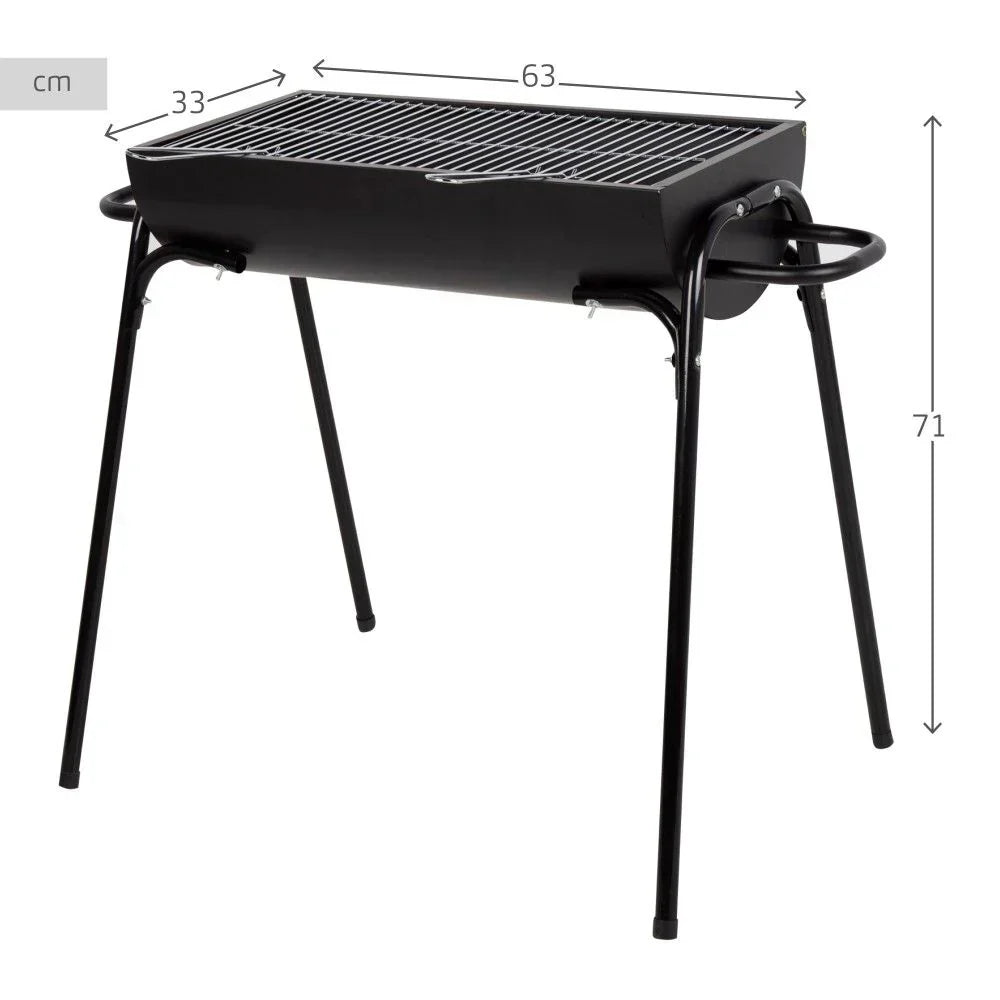 Przenośny grill stalowy 91x33x71 cm - Aktive. Czarny