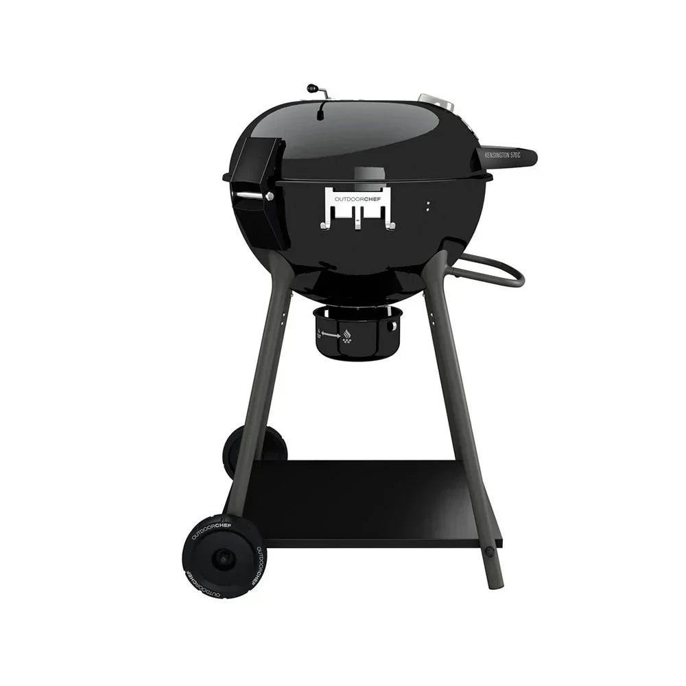 2026 Grill kulisty na węgiel drzewny Outdoorchef KENSINGTON 570 C – system lejków Slide-Trichter do bezpośredniego/pośredniego grzania – czarny