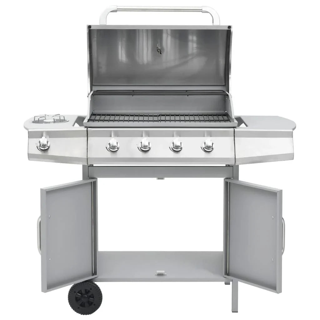 Grill Gazowy Barbacoa 4+1 Palniki Srebrny Vidaxl