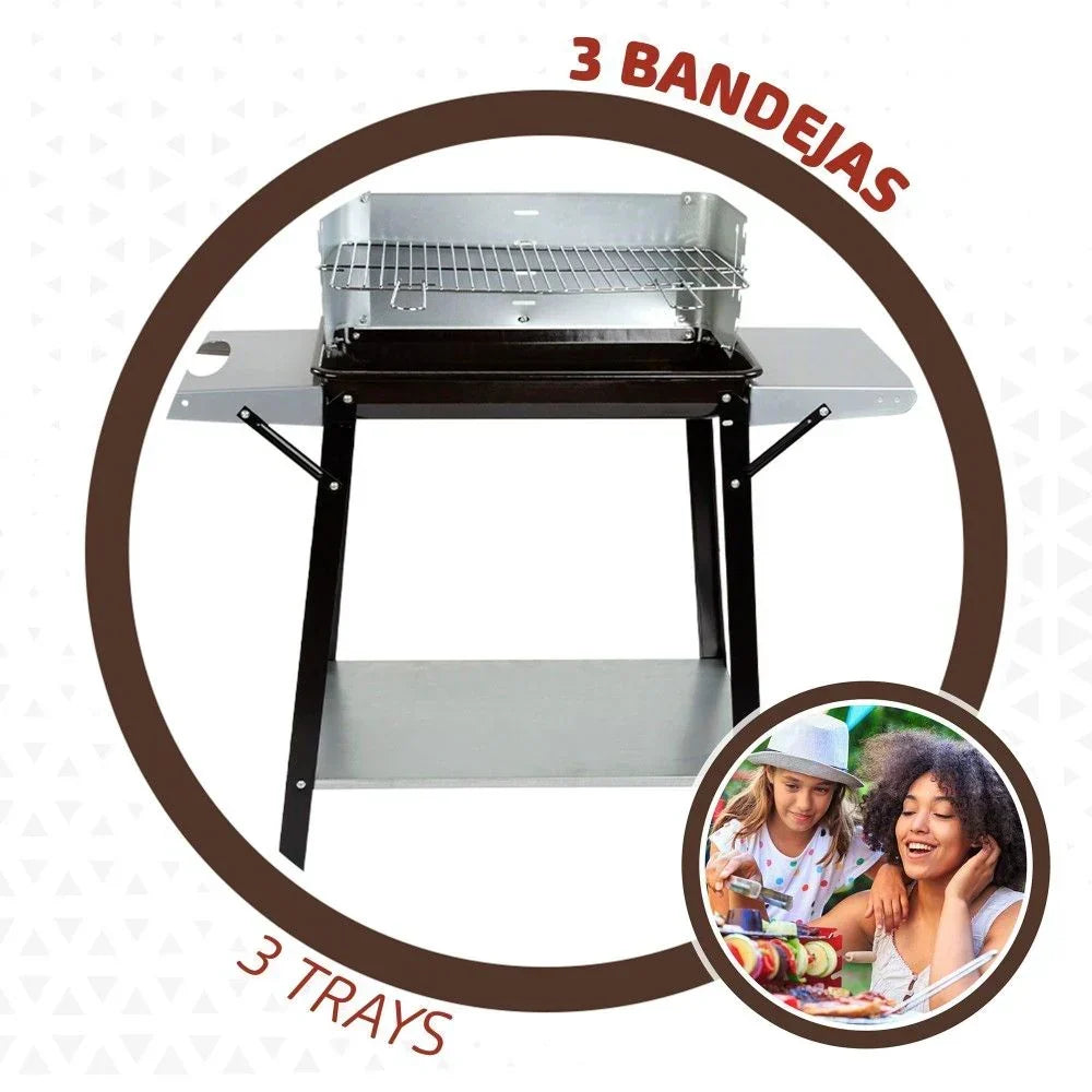 Przenośny Grill Węglowy Barbacoa 4 Poziomy Aktive