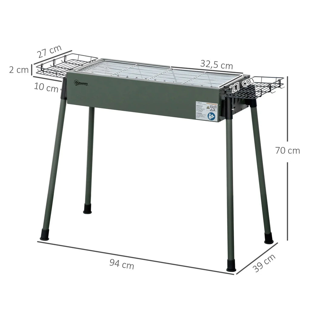 Grill węglowy ze stali nierdzewnej 94x39x70 cm – Outsunny.zielony