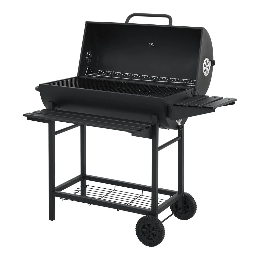 Grill węglowy Armento z 2 kółkami i termometrem, stal - czarny [casa.pro]
