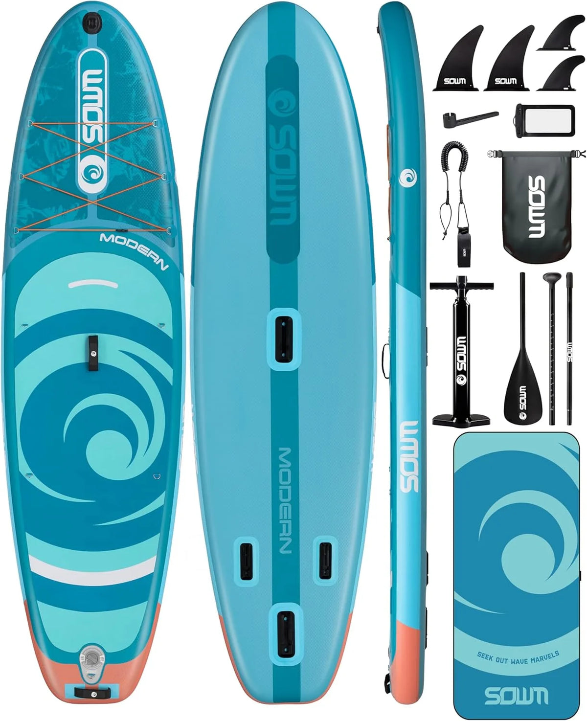 Nadmuchiwana deska SUP 320 cm z najwyższej jakości akcesoriami, regulowane wiosło, pompka ręczna, plecak transportowy. 320 x 84 x 15 cm, nośność do 158 kg