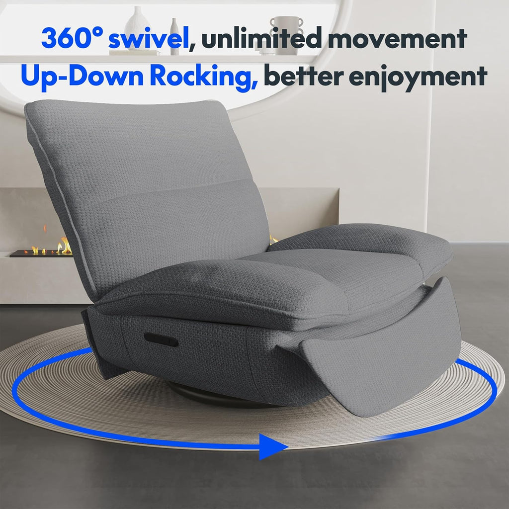 FLEXISPOT XC6 Fotel Relaxacyjny, Obrotowa Kanapa z Funkcją Bujania, Fotel TV z Regulowanym Oparciem, Rozkładany Fotel do Sypialni, Salonu i Kina Domowego (Beżowy)