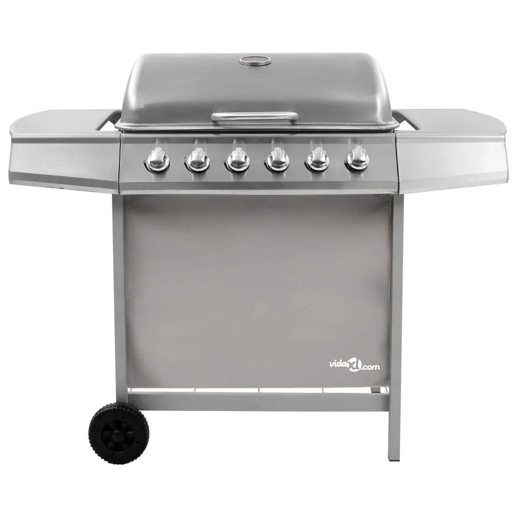 Srebrny grill gazowy Vidaxl z 6 palnikami