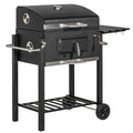 Grill Węglowy Outsunny Ze Stali Nierdzewnej 113x65x108 cm Czarny