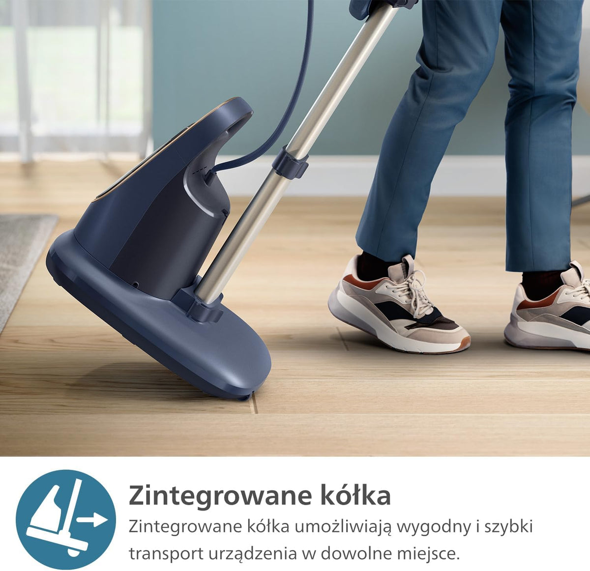 Philips All-in-One Zestaw do Prasowania 8500 – Deska z Regulacją Kąta, Technologia OptimalTEMP, Odłączana Podstawa, Zabija 99,9% Bakterii i Roztoczy, Ciemnoniebieski (AIS8530/20)