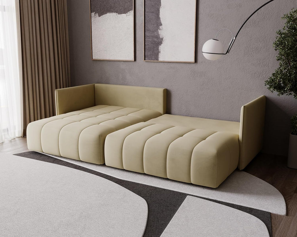 Narożnik GONA z funkcją spania 245 x 180 cm – Elegancki, trwały i wolnostojący – Automat ułatwiający rozkładanie – 246 x 188 x 93 cm – Monolith 09 (Jasnybrąz)