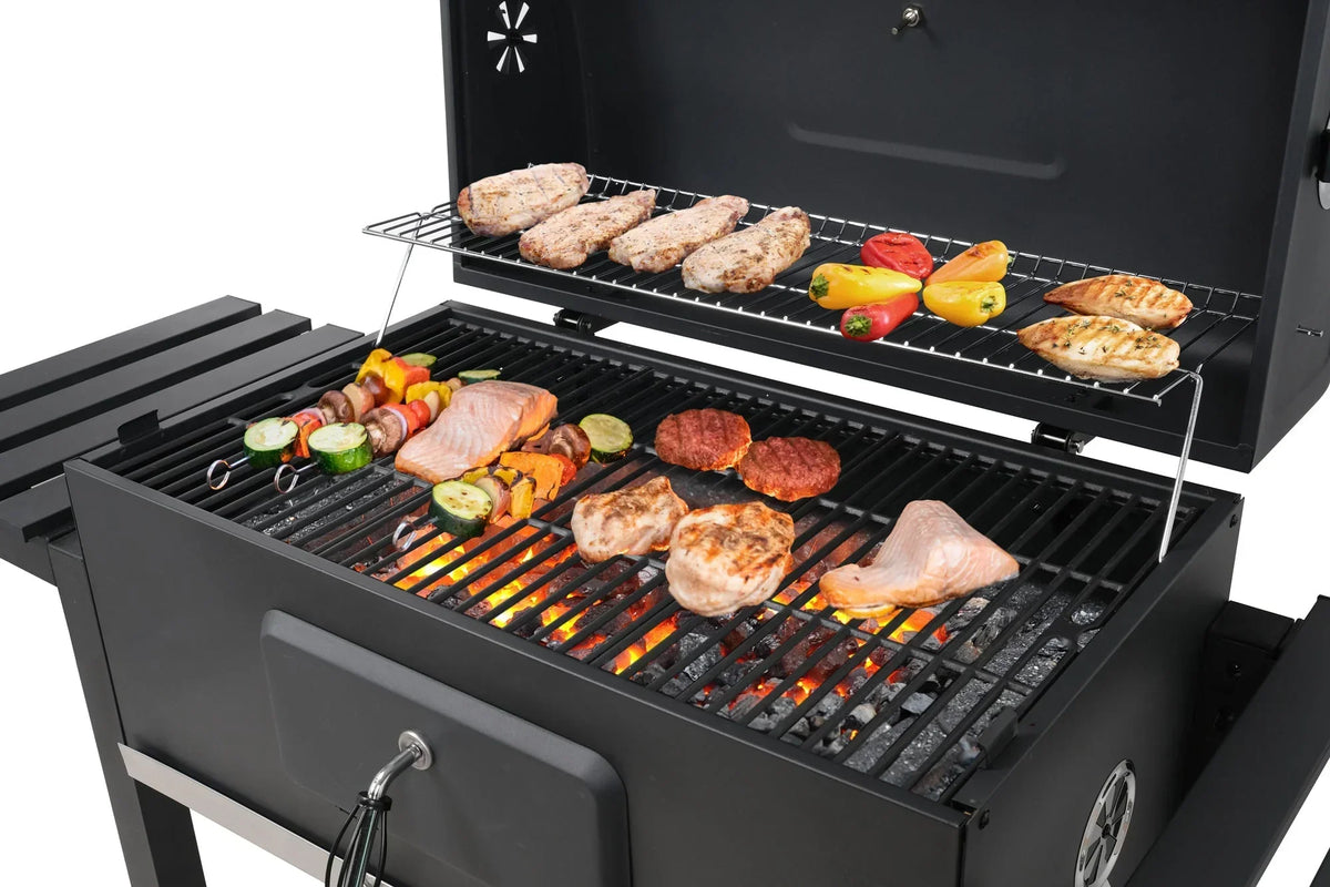 LARGE XXL CHARCOAL GRILL ADJUSTABLE CAST IRON GRATE 78x42.5mm 3 SHELVES LUND