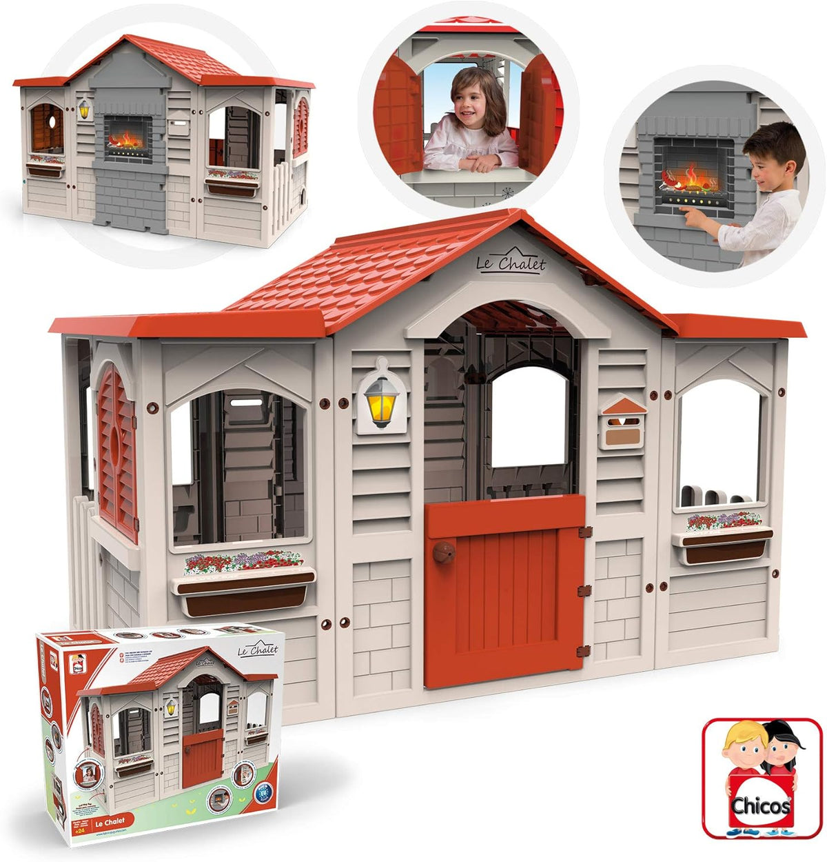 Chicos - Le Chalet domek do zabawy | domek ogrodowy dla dzieci od 2 lat | domek do zabawy dla dzieci na zewnątrz (89650)