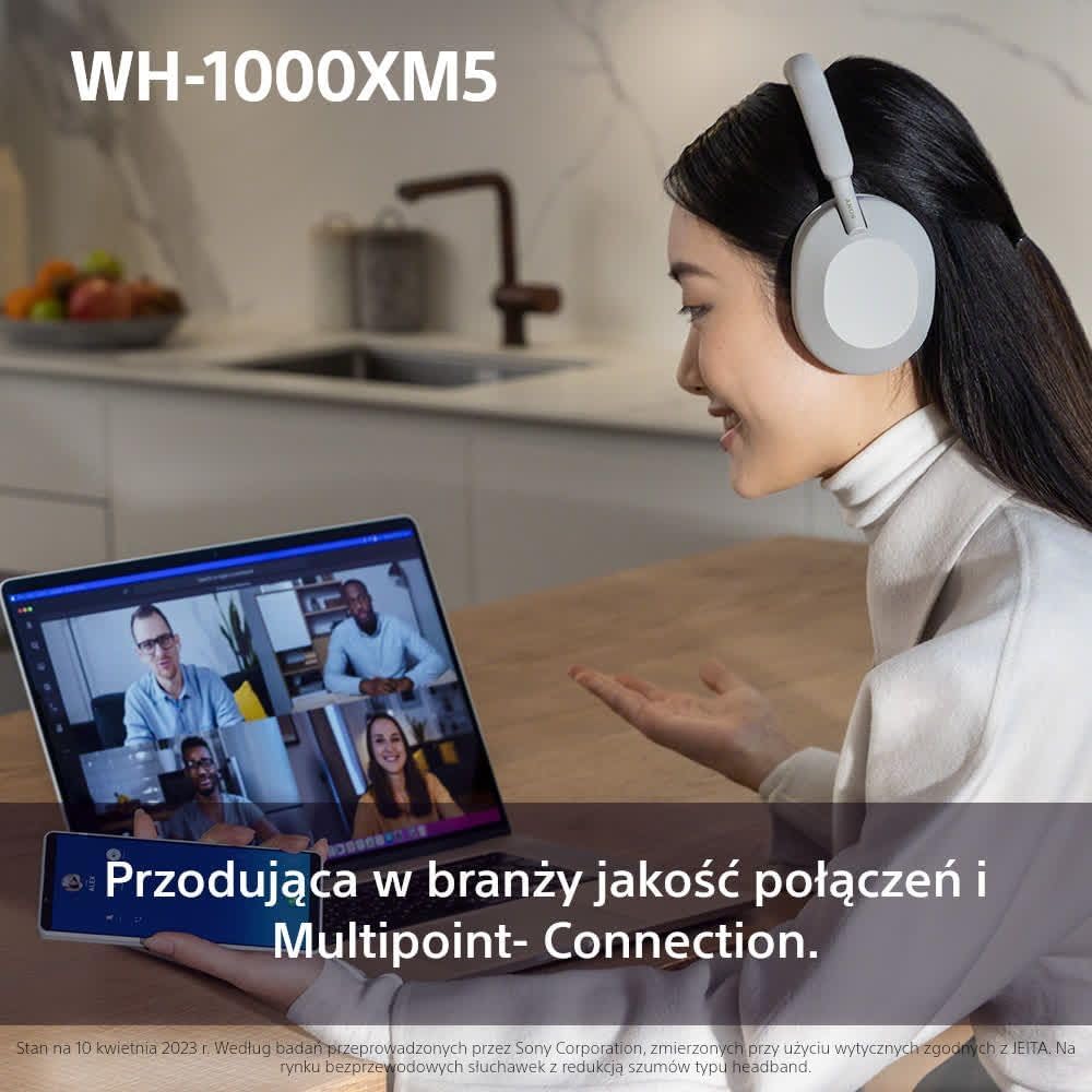 Sony WH-1000XM5 ANC Bezprzewodowe Słuchawki Nauszne z Redukcją Hałasu, Bluetooth, Clear Call Quality, Hi-Res, Do 30H Baterii, Szybkie Ładowanie, Alexa i Google Assistant, IOS i Android - Czarne